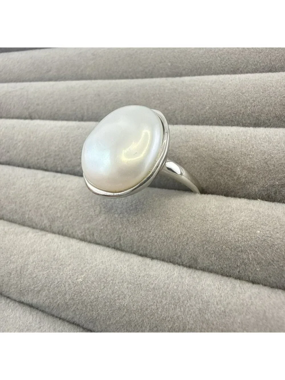 JTV Sterling Silver Ring Freshwater Pearl 18.5mm Solitaire 925 White Size 10